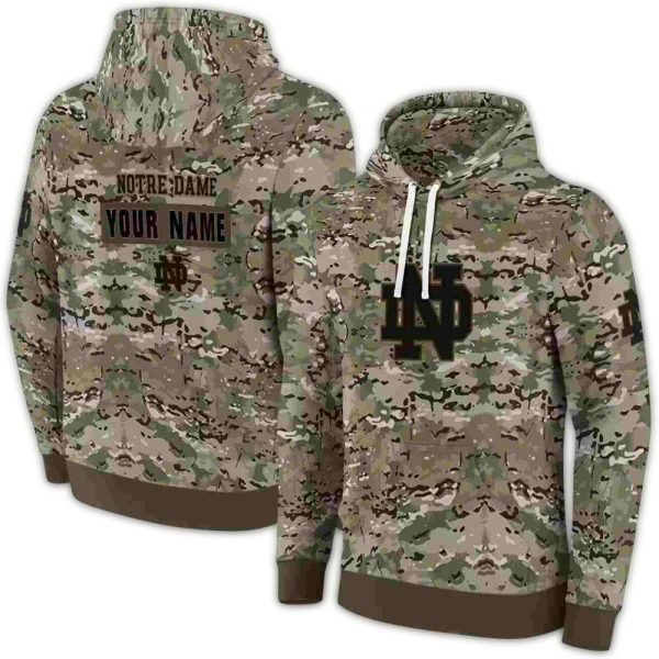 Personalized Notre Dame Fighting Irish Military Style AOP Hoodie 1