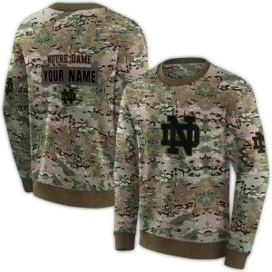 Personalized Notre Dame Fighting Irish Military Style All Over Print Sweatshirt
