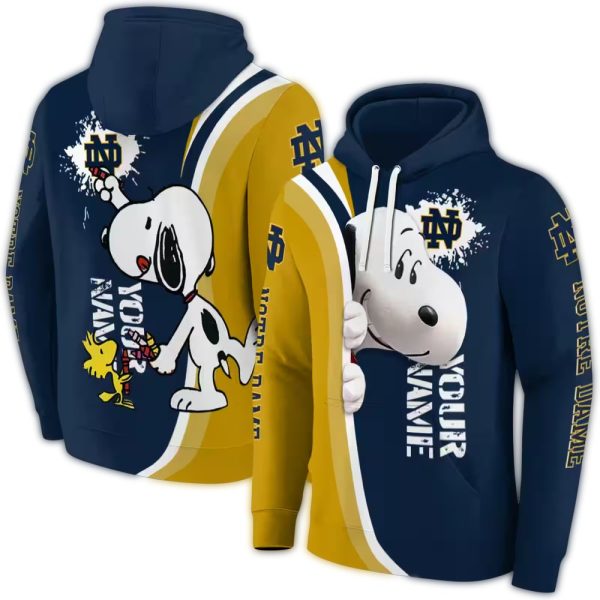 Personalized Notre Dame Fighting Irish Peeking Snoopy AOP Hoodie 1
