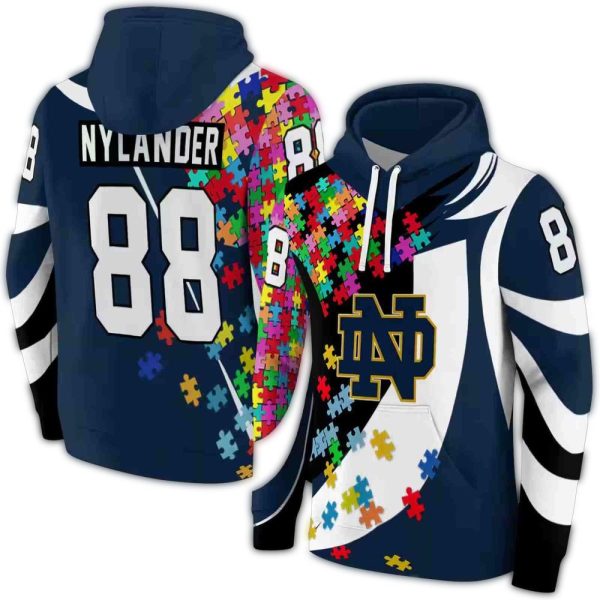 Personalized Notre Dame Fighting Irish Puzzle Pieces AOP Hoodie 1