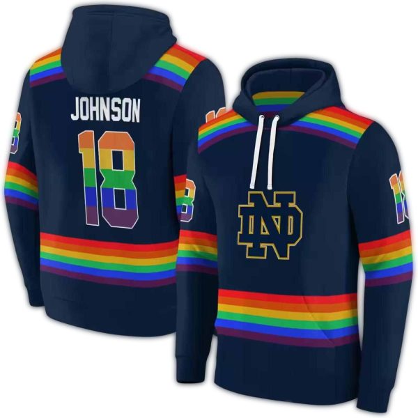 Personalized Notre Dame Fighting Irish Rainbow Stripes AOP Hoodie 1