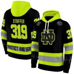 Personalized Notre Dame Fighting Irish Safety Motif Black Neon Green All Over Print Hoodie