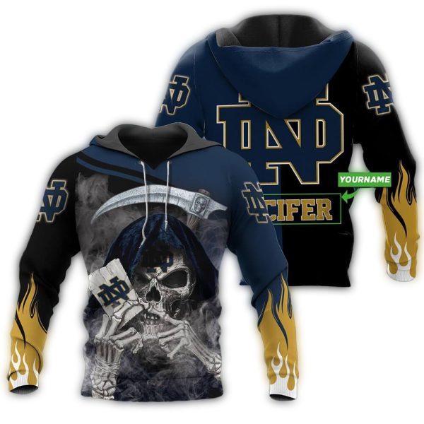 Personalized Notre Dame Fighting Irish Skull Death AOP Hoodie 1
