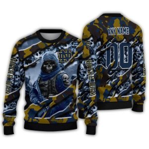 Personalized Notre Dame Fighting Irish Skull Horde Ugly Sweater