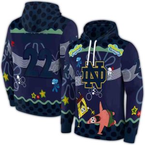 Personalized Notre Dame Fighting Irish Spongebob Patrick Star All Over Print Hoodie