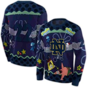 Personalized Notre Dame Fighting Irish Spongebob Patrick Star All Over Print Sweatshirt