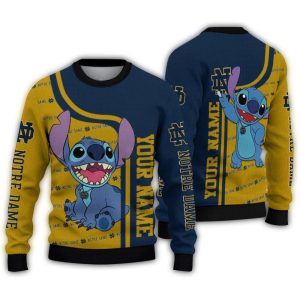 Personalized Notre Dame Fighting Irish Stitch Ugly Sweater