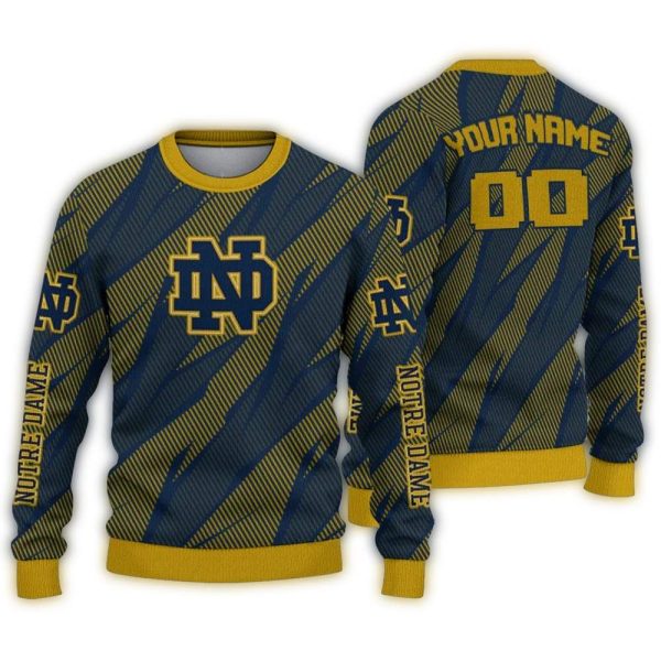 Personalized-Notre-Dame-Fighting-Irish-Stripe-Motion-Ugly-Sweater-1 Personalized Notre Dame Fighting Irish Stripe Motion Ugly Sweater 1