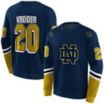 Personalized Notre Dame Fighting Irish Striped Sleeves Navy All Over Print Sweatshirt