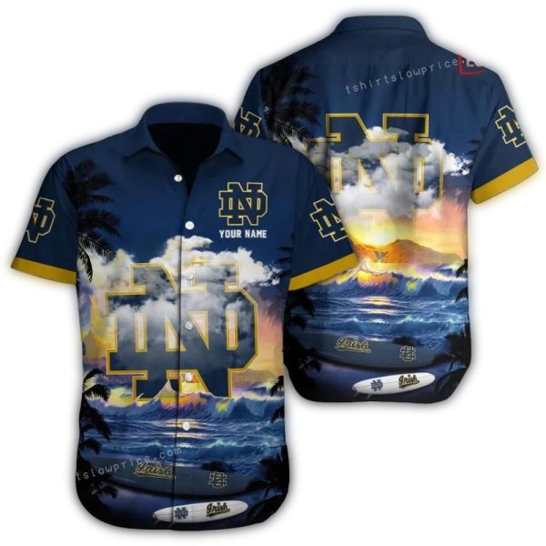 Personalized Notre Dame Fighting Irish Surf Beach Hawaiian Shirt 1