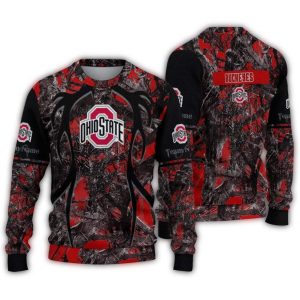 Personalized Ohio State Buckeyes Antlers Pattern Ugly Sweater