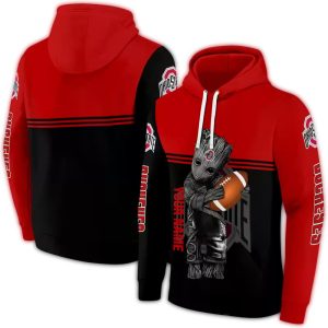 Personalized Ohio State Buckeyes Baby Groot Hold Ball All-Over Print Hoodie