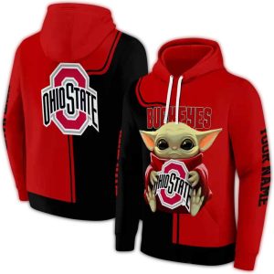 Personalized Ohio State Buckeyes Baby Yoda All-Over Print Hoodie