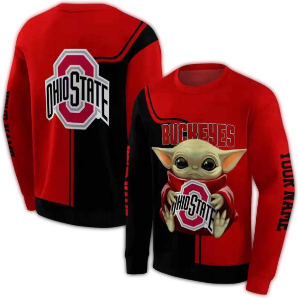 Personalized Ohio State Buckeyes Baby Yoda AOP Sweatshirt 1