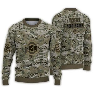 Personalized Ohio State Buckeyes Camouflage Blend Ugly Sweater