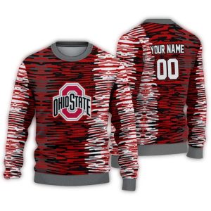 Personalized Ohio State Buckeyes Camouflage Stripe Ugly Sweater