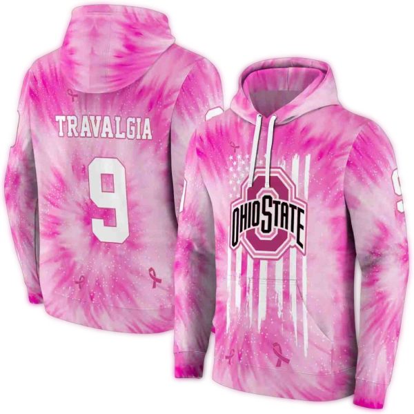 Personalized Ohio State Buckeyes Cancer Support Pink AOP Hoodie 1
