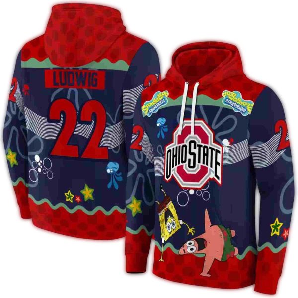 Personalized Ohio State Buckeyes Cartoon Patrick Star AOP Hoodie 1
