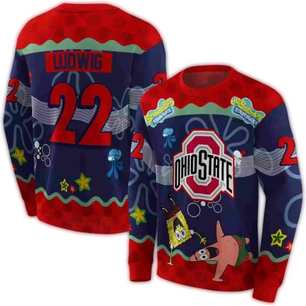 Personalized Ohio State Buckeyes Cartoon Patrick Star AOP Sweatshirt 1