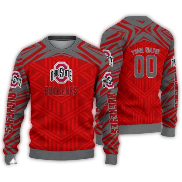 Personalized Ohio State Buckeyes Chevron Pattern Ugly Sweater 1