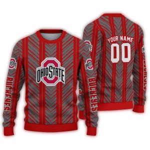 Personalized Ohio State Buckeyes Chevron Rows Ugly Sweater