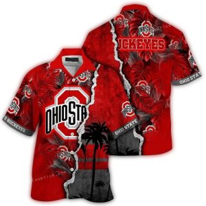 Personalized Ohio State Buckeyes Coconut Leafs Scratch Hawaiian Shirt