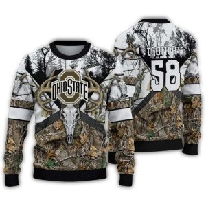 Personalized Ohio State Buckeyes Deer Antlers Ugly Sweater