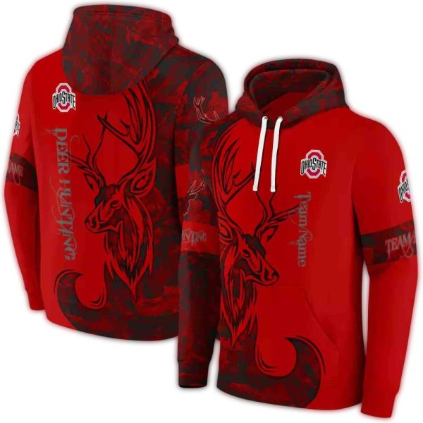 Personalized Ohio State Buckeyes Deer Silhouette AOP Hoodie 1