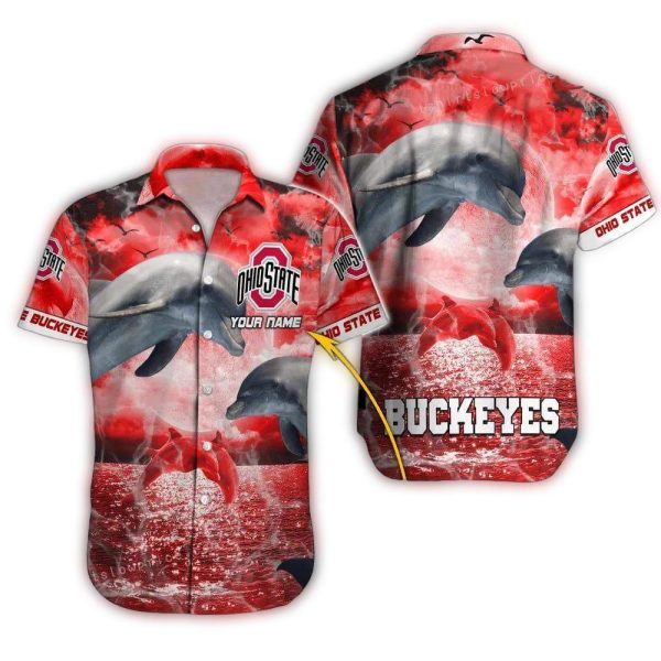 Personalized Ohio State Buckeyes Dolphin Beach Hawaiian Shirt 1