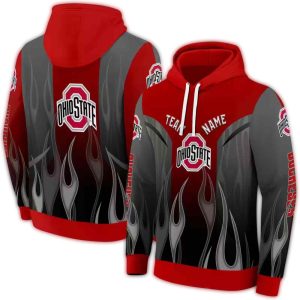 Personalized Ohio State Buckeyes Flame All-Over Print Hoodie