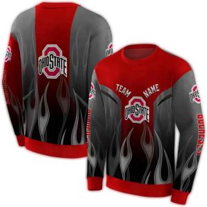 Personalized Ohio State Buckeyes Flame All-over Print Sweatshirt