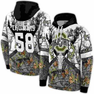 Personalized Ohio State Buckeyes Forest Silhouette All-Over Print Hoodie