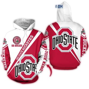 Personalized Ohio State Buckeyes Go Bucks Red and White All-Over Print Hoodie