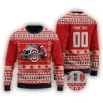 Personalized Ohio State Buckeyes Helmet And Ball Christmas Ugly Sweater