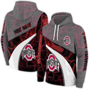 Personalized Ohio State Buckeyes Hexagonal Mesh Scarlet All-Over Print Hoodie