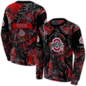 Personalized Ohio State Buckeyes Hunting Theme Scarlet All-over Print Sweatshirt