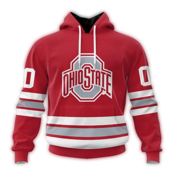 Personalized Ohio State Buckeyes Ice Hockey Third Concept AOP Hoodie 1