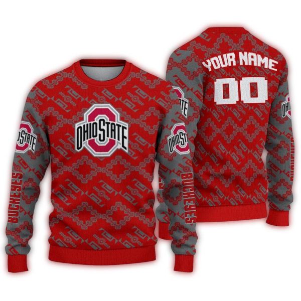 Personalized-Ohio-State-Buckeyes-Lattice-Gridwork-Ugly-Sweater-1 Personalized Ohio State Buckeyes Lattice Gridwork Ugly Sweater 1