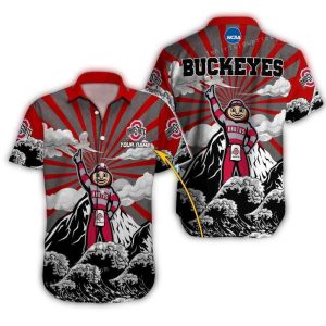 Personalized Ohio State Buckeyes Mascot Beach Hawaiian Shirt