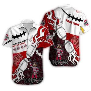 Personalized Ohio State Buckeyes Mascot Fireball Hawaiian Shirt