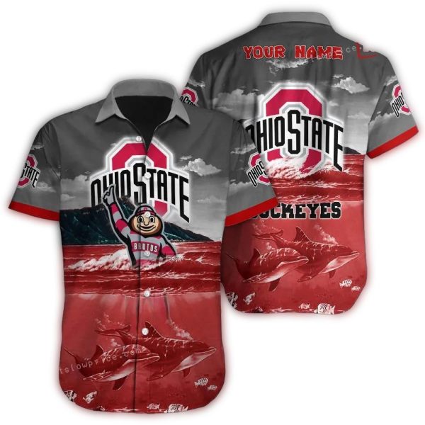 Personalized Ohio State Buckeyes Mascot and Dolphins Island Hawaiian Shirt 1