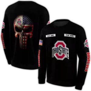 Personalized Ohio State Buckeyes Punisher Skull All-over Print Sweatshirt