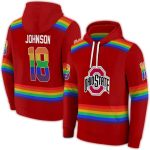 Personalized Ohio State Buckeyes Rainbow Stripes All-Over Print Hoodie