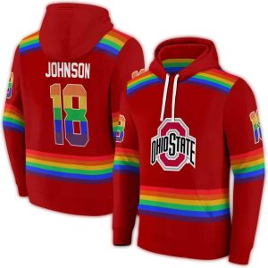 Personalized Ohio State Buckeyes Rainbow Stripes All-Over Print Hoodie