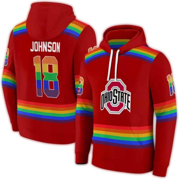Personalized Ohio State Buckeyes Rainbow Stripes AOP Hoodie 1