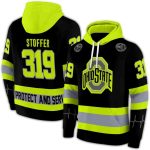 Personalized Ohio State Buckeyes Safety Motif Black Neon Green All-Over Print Hoodie