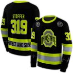 Personalized Ohio State Buckeyes Safety Motif Black Neon Green All-over Print Sweatshirt