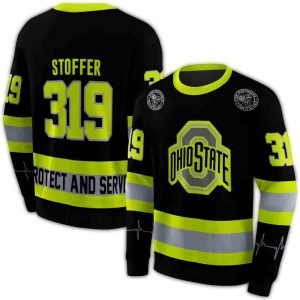 Personalized Ohio State Buckeyes Safety Motif Black Neon Green All-over Print Sweatshirt