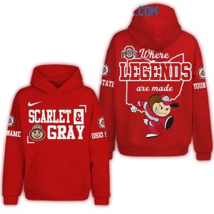 Personalized Ohio State Buckeyes Scarlet And Gray Where Legends All-Over Print Hoodie
