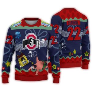 Personalized Ohio State Buckeyes Spong Cartoon Ugly Sweater